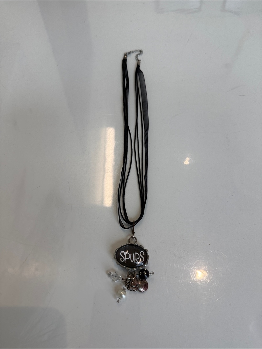 San Antonio SPURS Black Multi-Strand Charm Necklace with Bead Accents